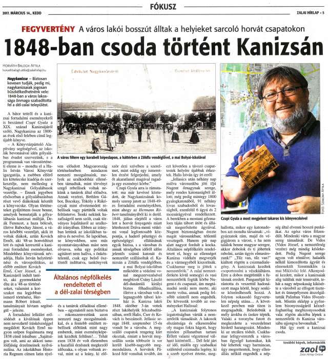 Zalai Hírlap 2017 03 14 062sz 05old - 1848-ban csoda történt Kanizsán.jpg Zalai Hírlap 2017 03 14 062sz 05old - 1848-ban csoda történt Kanizsán.jpg