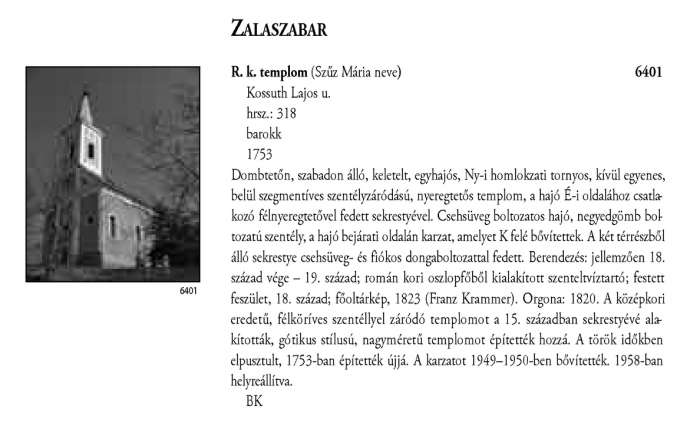 Zalaszabar - Magyarország műemlékjegyzéke - Zala megye 2006 128-129old.jpg