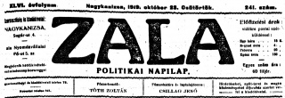 Újság fejléc - Zala 1919 10 23 241sz 01old - Búcsúzás Lehár ezredestől.jpg