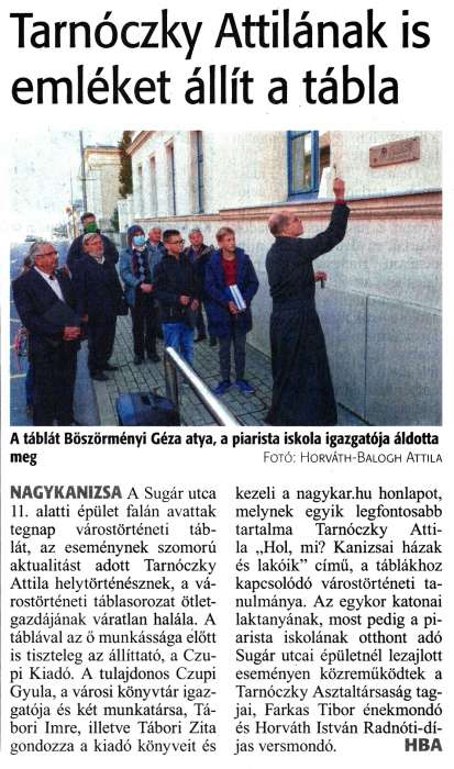 Zalai Hírlap 2020 10 22 248sz 01old - Tarnóczky Attilának is emléket állít a tábla.jpg Zalai Hírlap 2020 10 22 248sz 01old - Tarnóczky Attilának is emléket állít a tábla.jpg